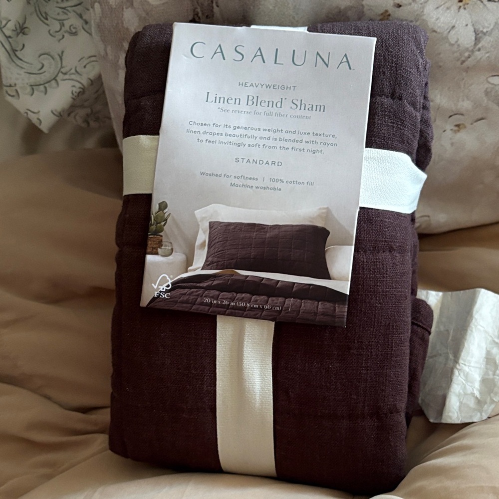 Casaluna Heavyweight Linen Blend Shams- Deep Brown- set of two